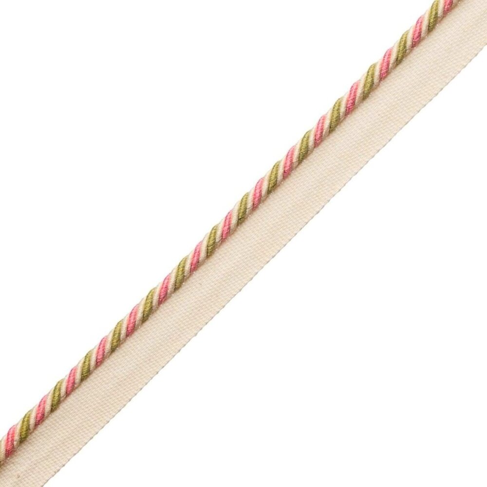 Retired Samuel & Sons 2.5 Yds 1/4" Annecy Cord Tape Dahlia Cream/Pink/Green Bord